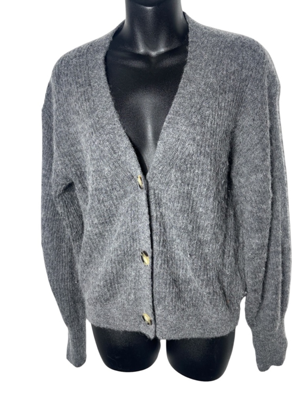 Quince women’s medium alpaca wool blend soft grey cardigan capsule sustainable